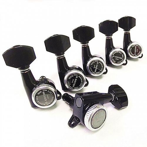 Gotoh SG381-MGT-07-B-L6 Комплект колков для гитары 6л, локовые, черные.